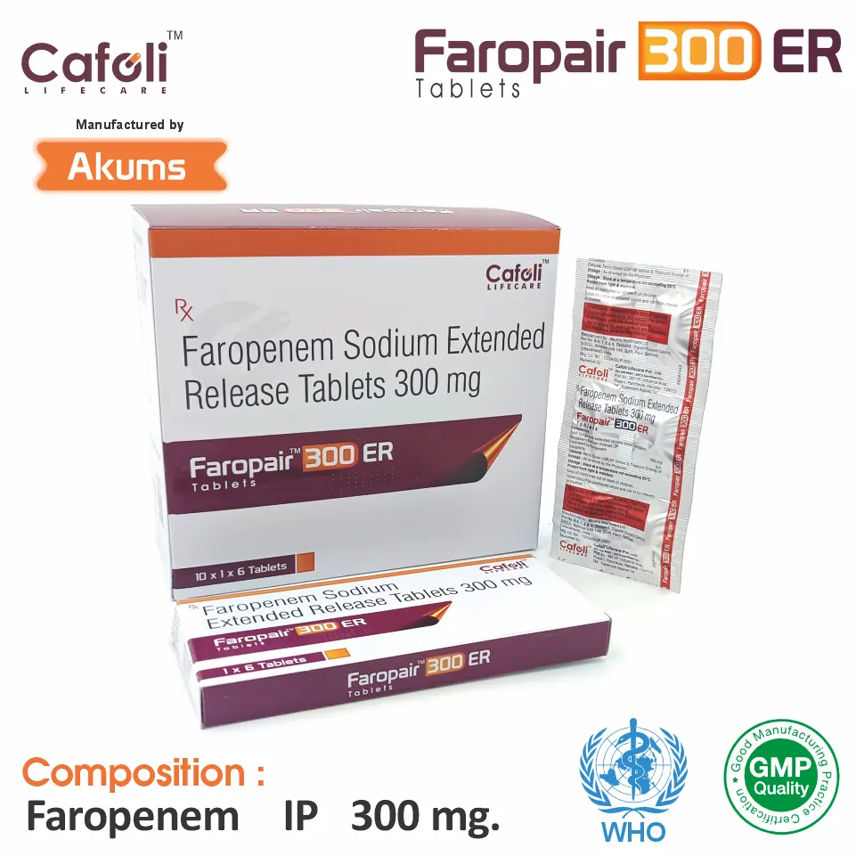 Faropenem 300mg Tablet at Best Price in PCD Pharma Franchise for Antibiotic and Bacterial Infection Treatment.